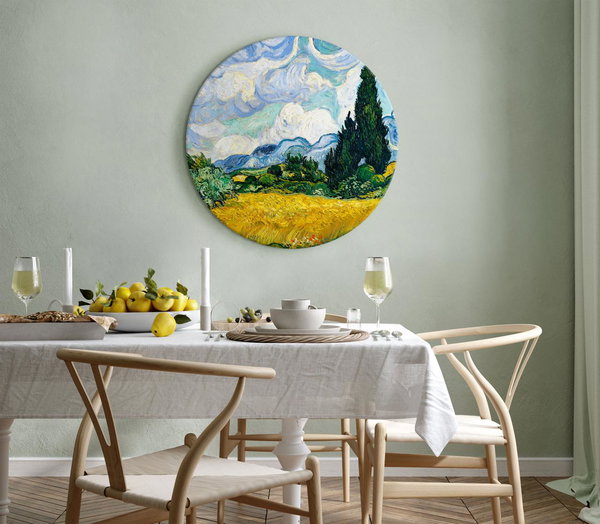 Rundes Bild 'Gogh's Cypress Field'
