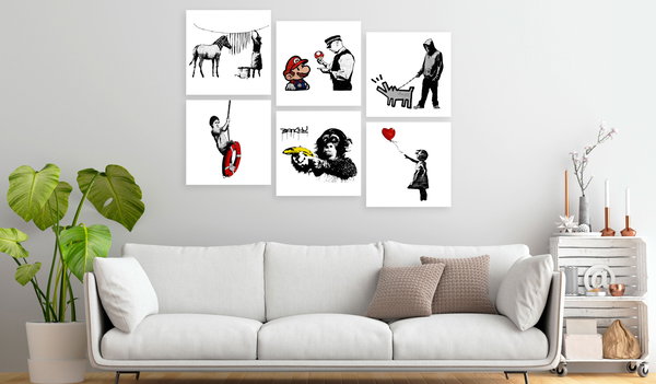 Kunstdruck auf Leinwand 'Banksy Style (6-teilig)'
