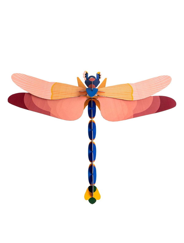 3D Wandobject gemaakt van karton 'Pink Dragonfly Decor'