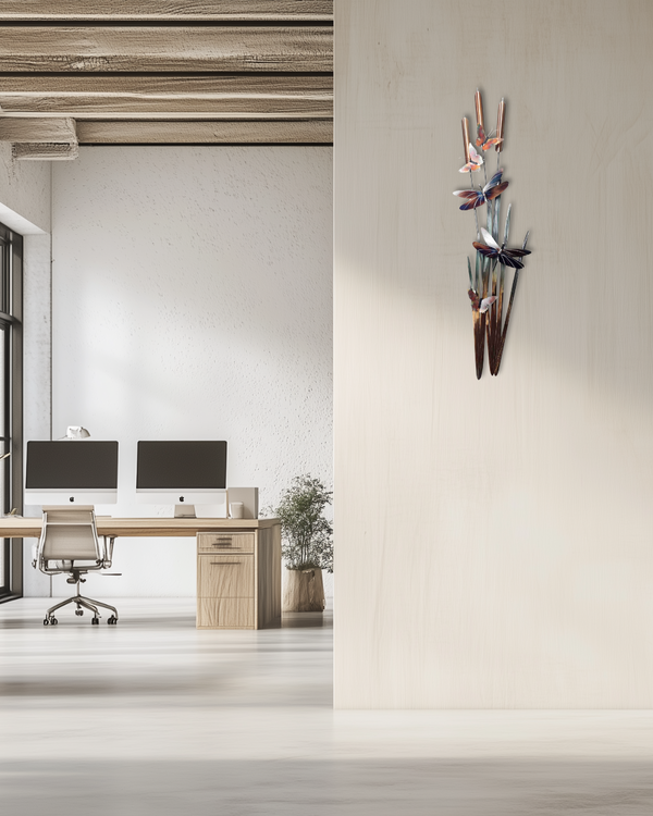 Scultura da parete in metallo 'Schmetterlingsidyll' 30x120x5cm