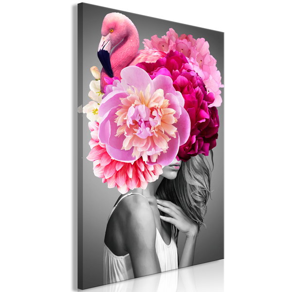 Impression sur toile 'Flamingo Girl Vertical'