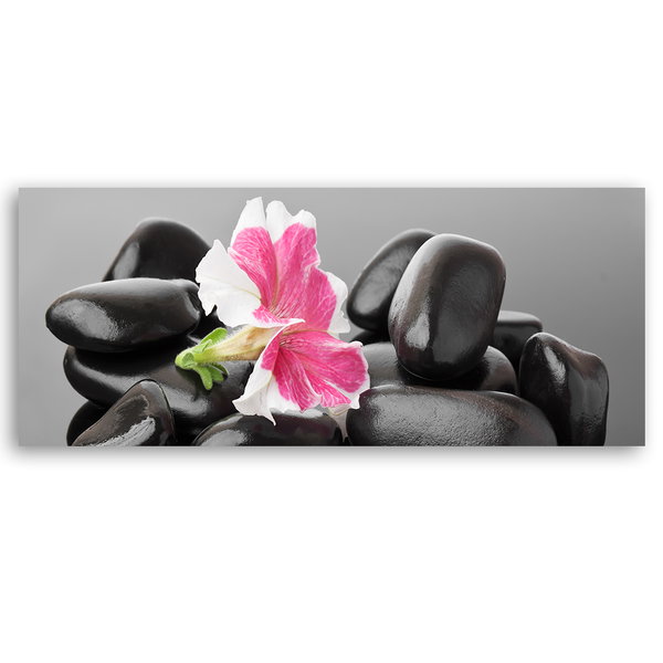 Kunstdruck auf Leinwand 'Pink Orchids on Stones 1'