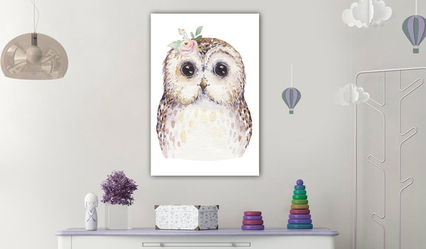 Kunstdruck auf Leinwand 'Cheerful Owl Vertical'