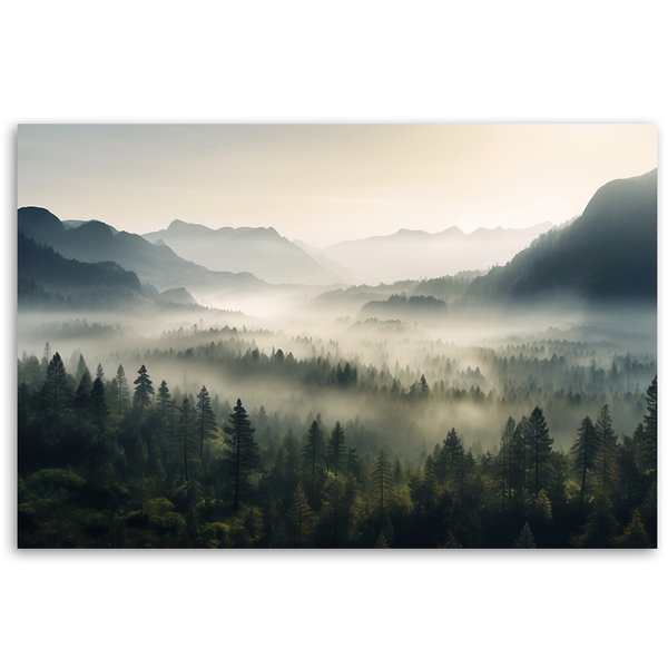 Kunstdruck auf Leinwand 'Misty Mountain Forest 1'
