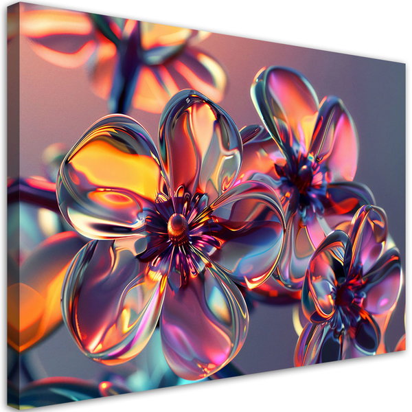 Kunstdruck auf Leinwand 'Neon Prism Blossoms 1'
