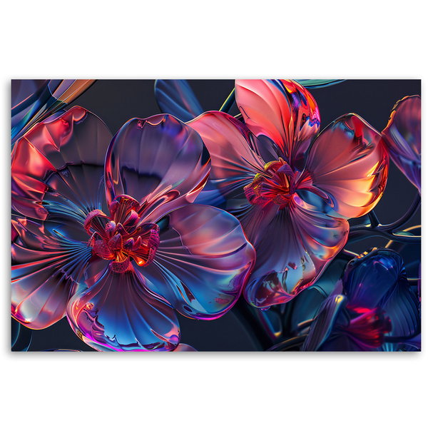 Kunstdruck auf Leinwand 'Neon Prism Blossoms 3'