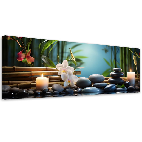 Kunstdruck auf Leinwand 'Orchids and Zen Stones on Water 3'