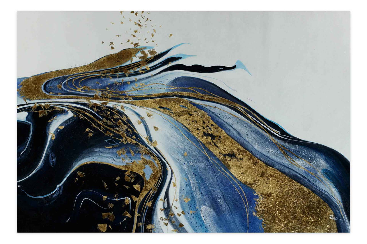 Olieverf schilderijen 'River Flows' | Handgeschilderd unicum 180x120cm komt in de ruimte goed tot zijn recht.