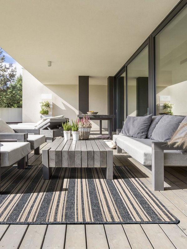 Design In- &amp; Outdoor-Teppich River Beige/Blau
