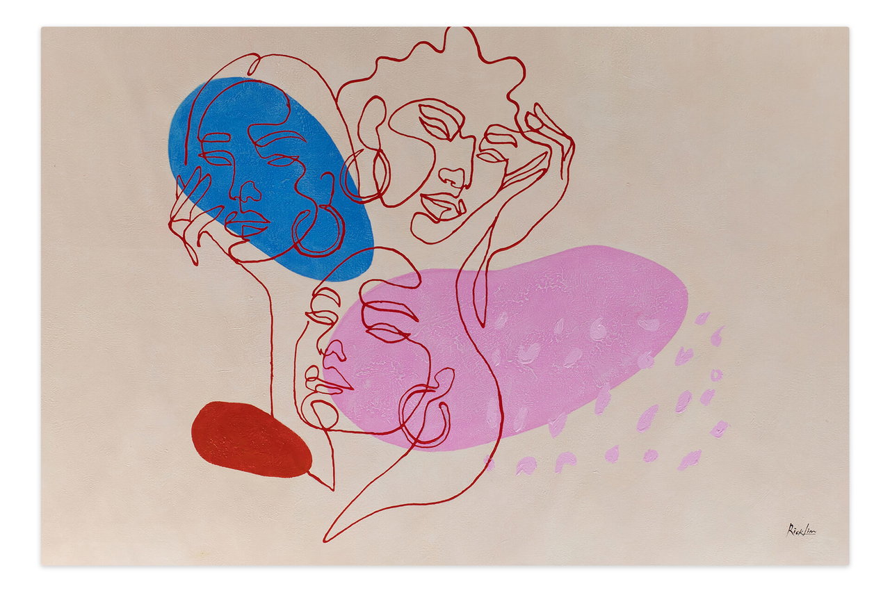 XXL Olieverf schilderijen 'Facets of the Self' | Handgeschilderd unicum komt in de ruimte goed tot zijn recht.