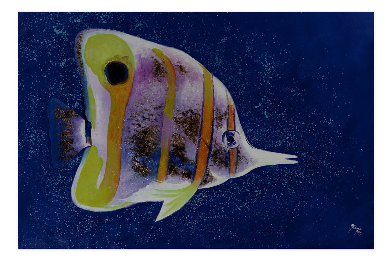 XXL Olieverf schilderijen 'Fantasy Fish' | Handgeschilderd unicum komt in de ruimte goed tot zijn recht.