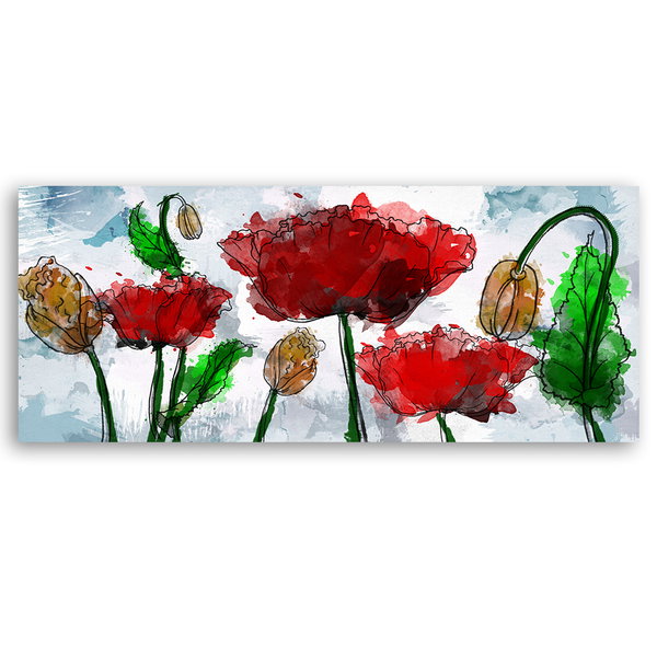 Kunstdruck auf Leinwand 'Blossoming Poppies'