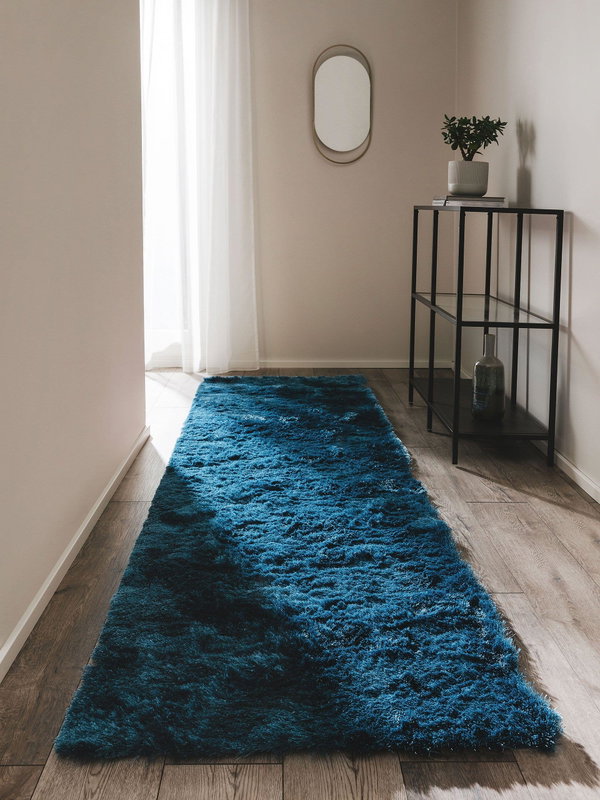 Design Hochflorteppich Whisper Blau