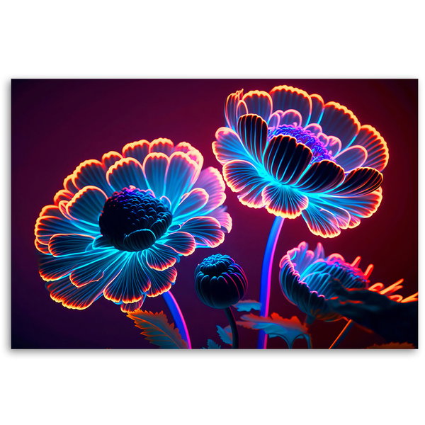 Kunstdruck auf Leinwand 'Neon Blooms 2'