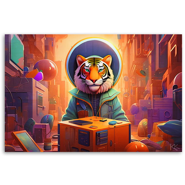 Kunstdruck auf Leinwand 'The Tech Tiger'