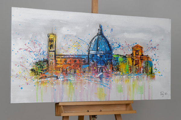 Handgemaltes Gemälde 'Florence Skyline Silhouette' 120x60cm | inkl. Echtheitszertifikat