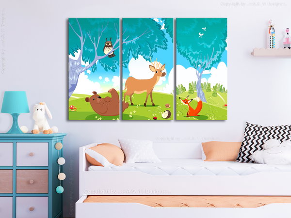 Kunstdruck auf Leinwand 'Friendly Animals (3-teilig)'