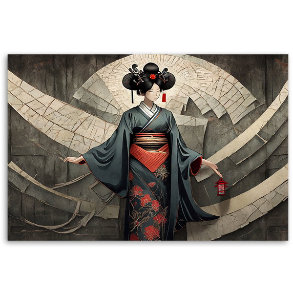 Εκτύπωση σε καμβά 'Geisha with Lantern'