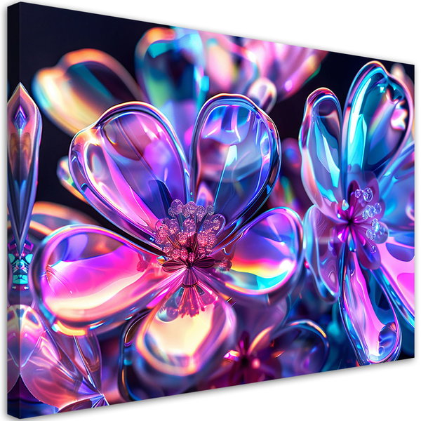 Kunstdruck auf Leinwand 'Neon Prism Blossoms 7'