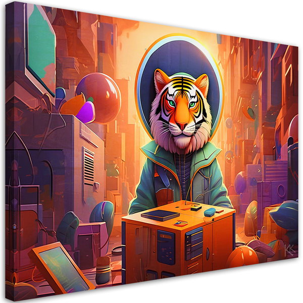 Kunstdruck auf Leinwand 'The Tech Tiger'