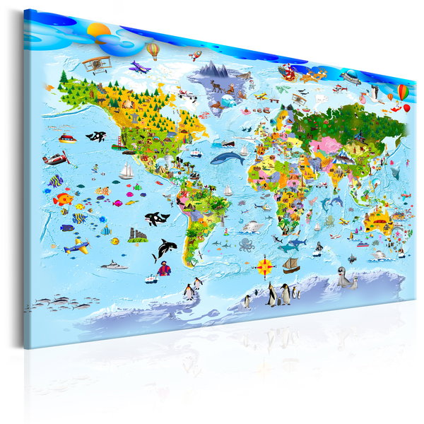 Stampa artistica su tela 'Children's Map: Colourful Travels'