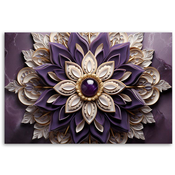 Kunstdruck auf Leinwand 'Violet Intricate Floral Pattern'