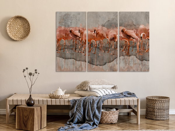 Kunstdruck auf Leinwand 'Flamingo Lake (3-teilig)'