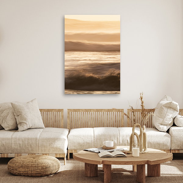 Kunstdruck auf Leinwand 'Golden Waves at Sunset'