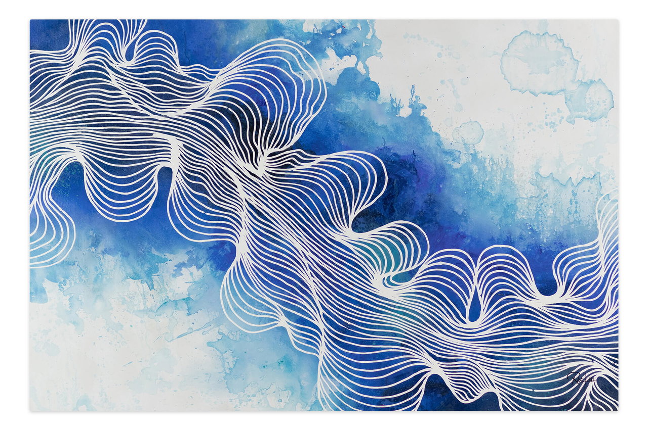 Schilderij 'Dance of the Corals' | Handgeschilderd unicum 180x120cm komt in de ruimte goed tot zijn recht.
