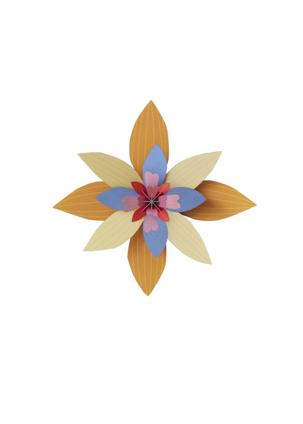 Escultura de pared de cartón 'Layered Paper Bloom'