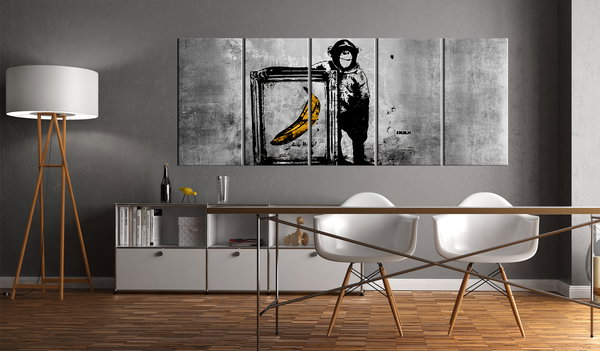 Kunstdruck auf Leinwand 'Banksy: Monkey with Frame'