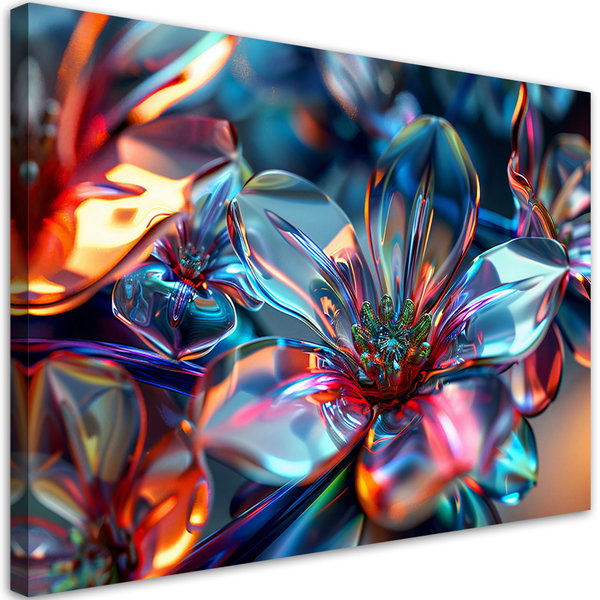 Kunstdruck auf Leinwand 'Neon Prism Blossoms 5'