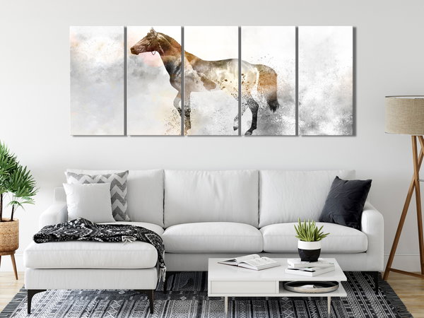 Kunstdruck auf Leinwand 'Fiery Steed (5-teilig) Narrow'
