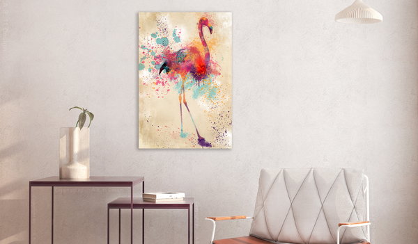 Kunstdruck auf Leinwand 'Watercolor Flamingo Vertical'