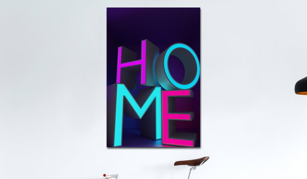 Kunstdruck auf Leinwand 'Home Neon Vertical'
