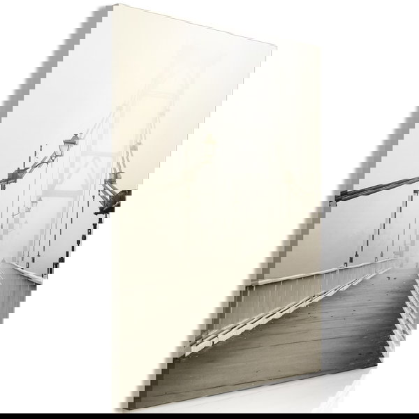 Stampa artistica su tela 'Bridge in the Fog Vertical'