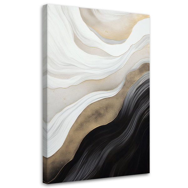 Kunstdruck auf Leinwand 'Golden Waves on Monochrome 3'