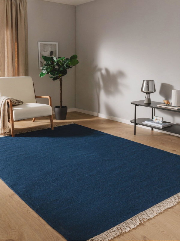 Design Wollteppich Liv Blau