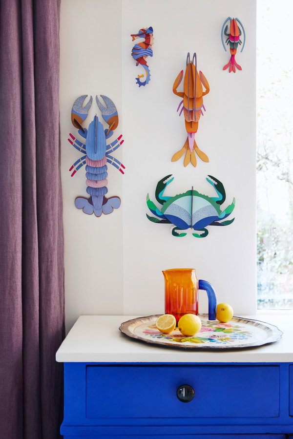 Wanddeko Papier 'Azur-Hummer'
