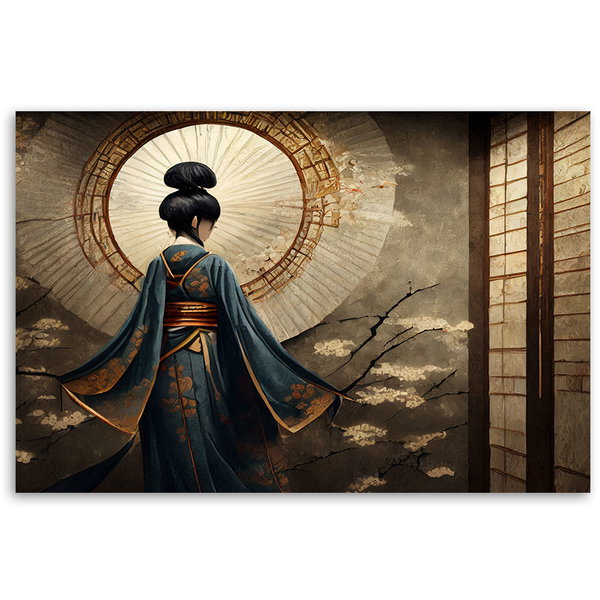 Kunstdruck auf Leinwand 'Geisha's Radiant Aura'