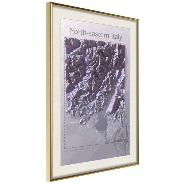 Poster 'Raised Relief Map: North-Eastern Italy'