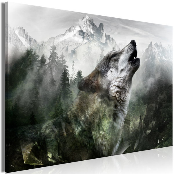 Art print on canvas 'Howling Wolf Wide'