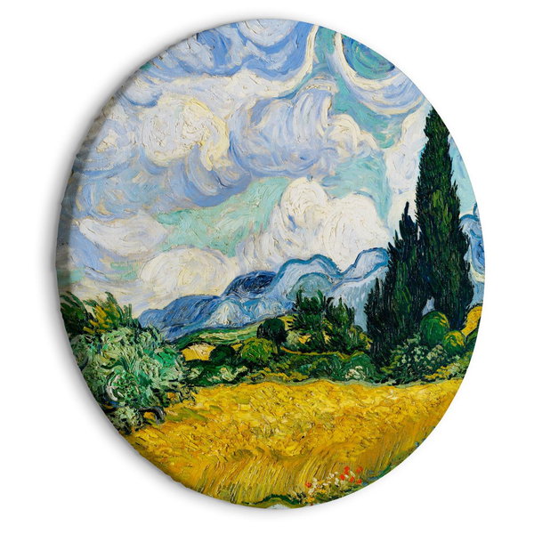 Tableau rond 'Gogh's Cypress Field'
