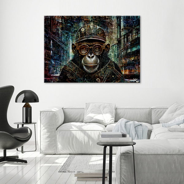 Kunstdruck auf Leinwand 'Cyber Simian Sentinel 1'