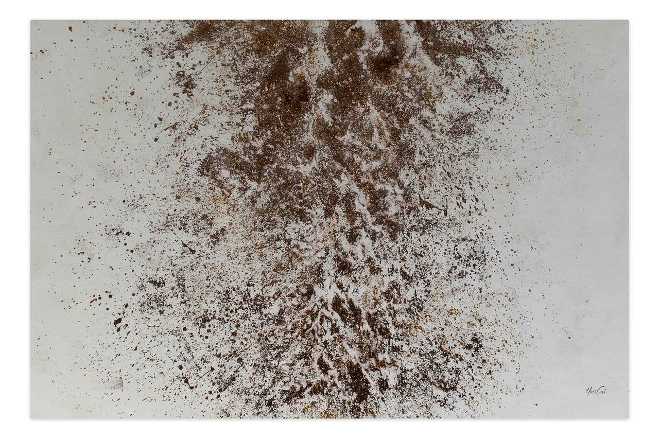 Olieverf schilderijen 'Golden Manifestations' | Handgeschilderd unicum 180x120cm komt in de ruimte goed tot zijn recht.