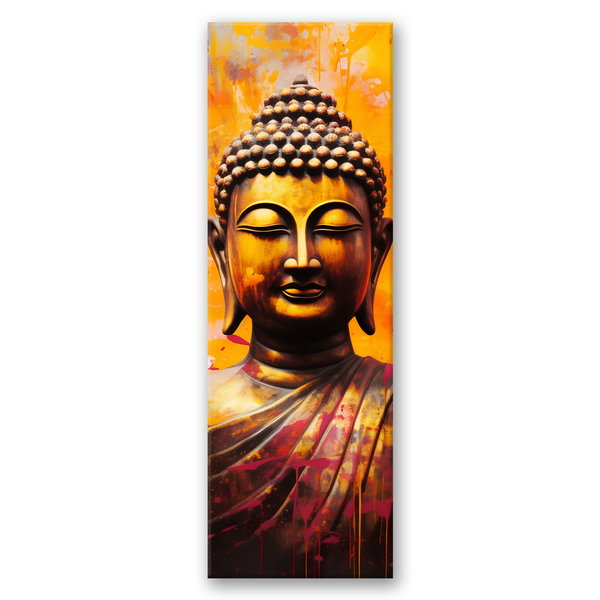 Kunstdruck auf Leinwand 'Buddha in Yellow Background'