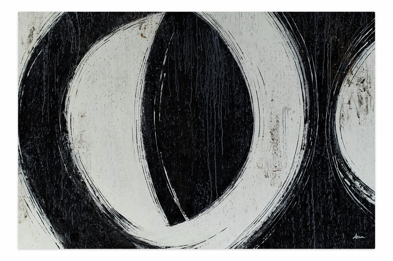 Olieverf schilderijen 'Opposite Worlds' | Handgeschilderd unicum 180x120cm komt in de ruimte goed tot zijn recht.