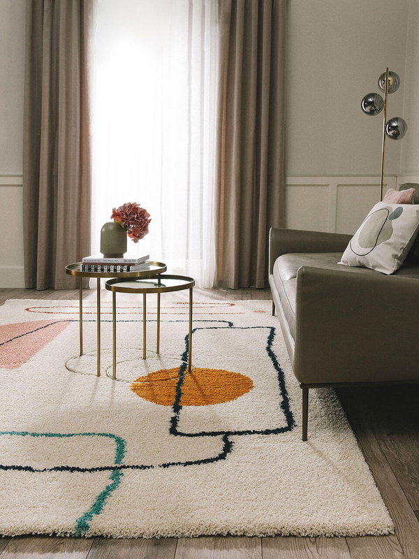 Design Hochflorteppich Louise Bunt