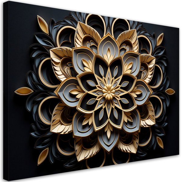 Kunstdruck auf Leinwand 'Black Intricate Floral Pattern'