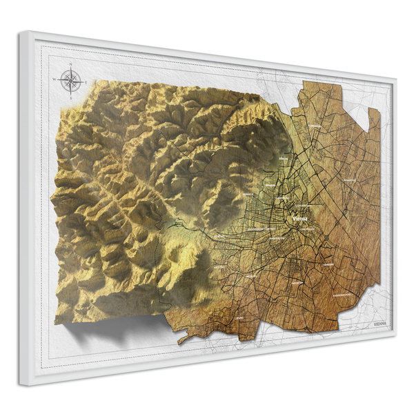 Poster 'Raised Relief Map: Vienna'